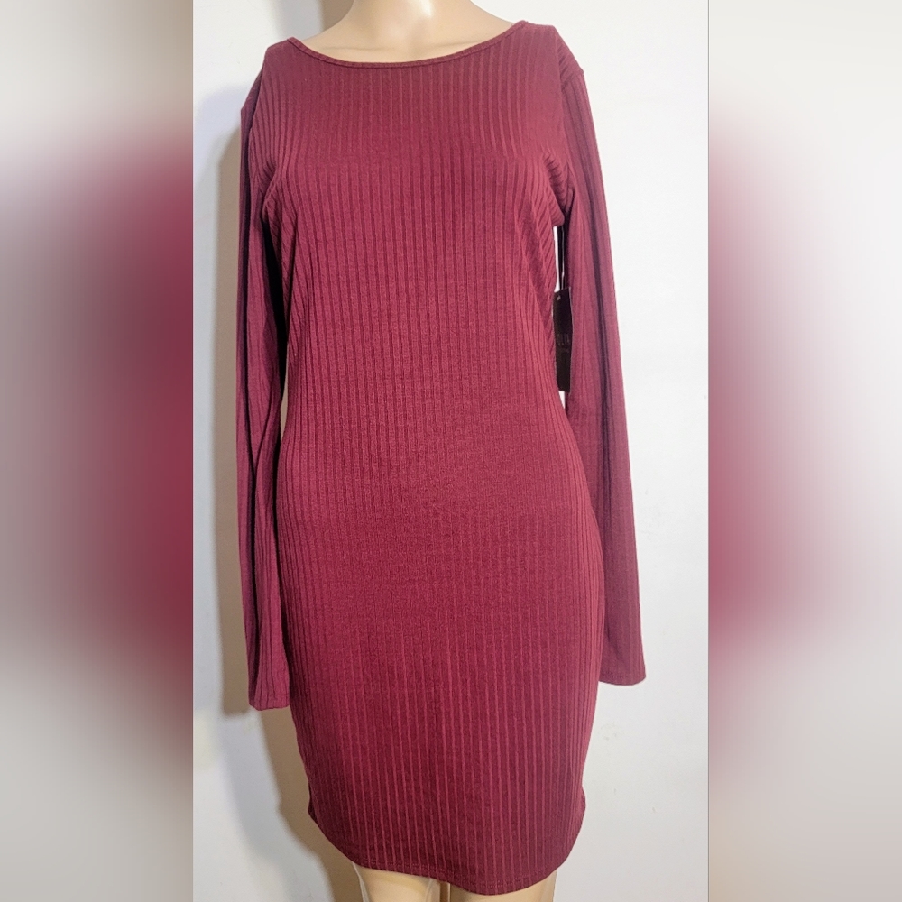 NWT Olia Wine Knit Backless Dress Large